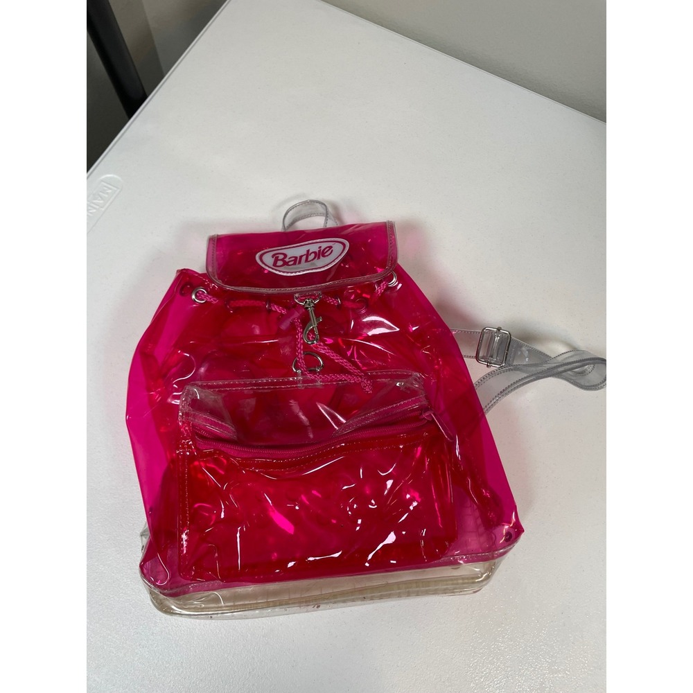 Vintage 1999 Barbie Mini Backpack Clear PVC Pink Mattel Kids Girls